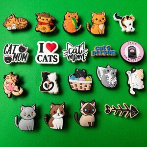 Cat Crocs Shoe Charms Set of 19 - jibbitz Charms Cat lovers GIFT